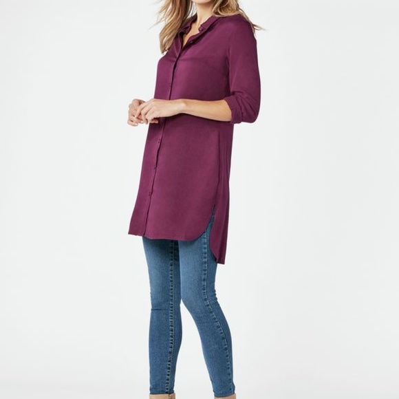 Purple Button Down Tunic - Picture 4 of 7